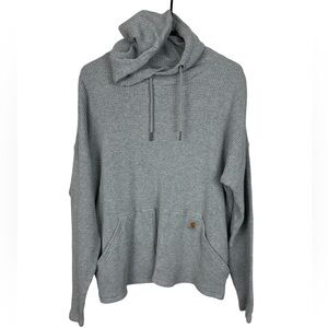Carhartt Women’s Long Sleeve Hooded Relaxed Fit Thermal Waffle Weave Gray Hoodie